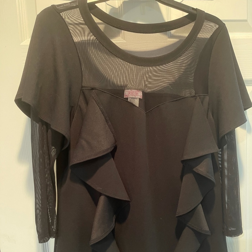 Ruffle/sheer dress shirt